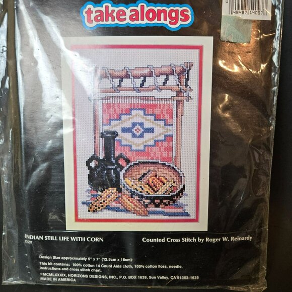 Indian Still Life With Corn (CS97) Cross Stitch Kit 5x7 Monarch Horizons 1989 - Picture 1 of 5